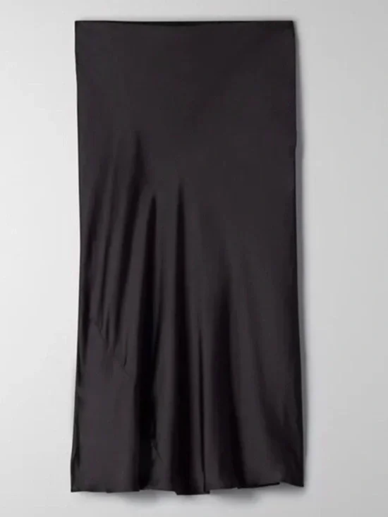 Wilfred Black Satin Midi Slip Skirt - Picture 2 of 6